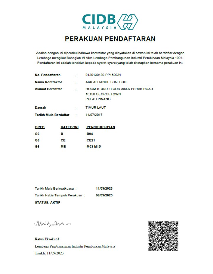 Government Works, AKK Alliance certificate
